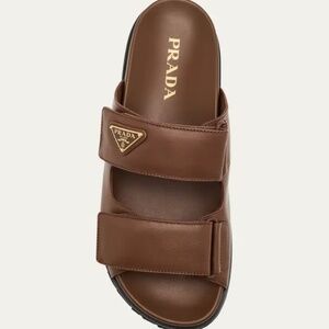 PRADA Leather Double-Grip Slide Sandals